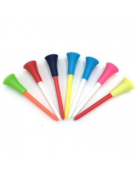 50 Pcs Golf Tees Plastic Colorful Double-deck Ball Nail Rubber Cushion Top 72mm 83mm