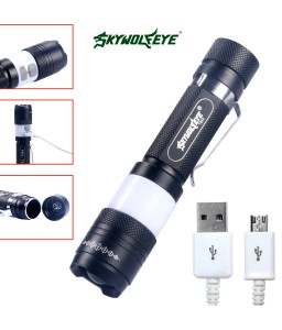 5000LM Camping Flashlight CREE T6 Rotary Zoom Focusing LED USB Rechargeable Torch Wihte Red Light