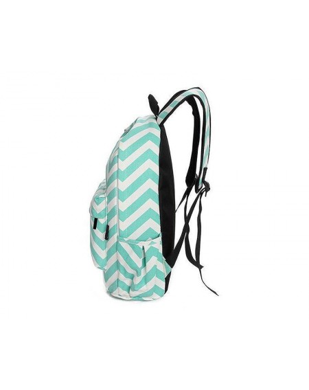 Stripe Print Casual Canvas Backpack - Green