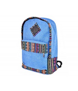 Canvas Bohemian Tribal Rucksack Backpack - Blue