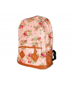 Floral Print Canvas Backpack - Pink