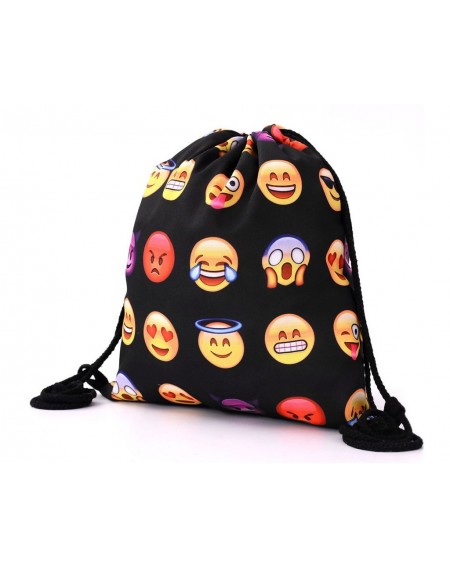 Emoji Drawstring Bag Emoticon Printed Drawstring Backpack
