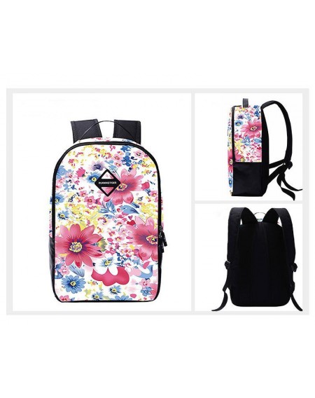 Flower Print Casual Travel Backpack - Pink