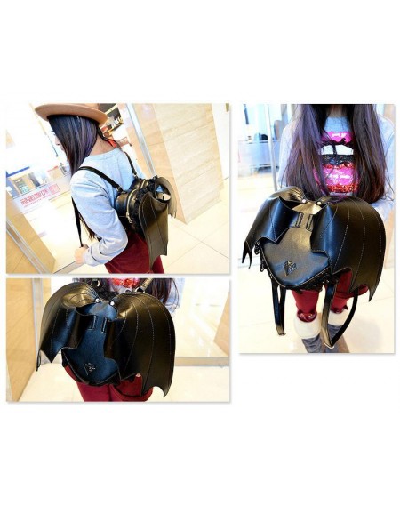 Gothic Bat Wings Heart-shaped Lace Backpack - Black