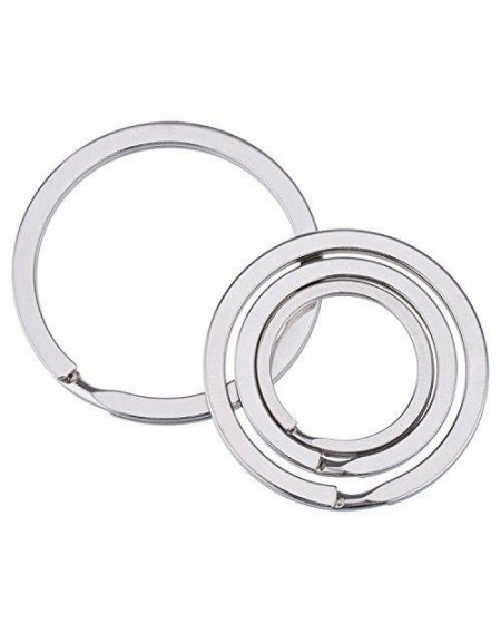 Round Flat Key Chain Rings Set of 40 - Silver