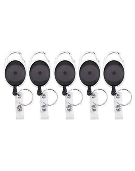 5 Pcs Retractable Badge Holders for Key Cards - Black