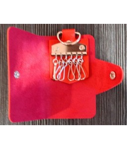 Portable PU Leather Snap Button Closure Key Case - Orange