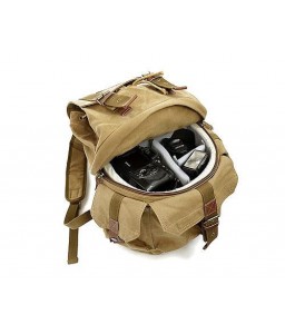 Retro Canvas DSLR Camera Backpack - Green