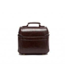 Classic DSLR Leather Shoulder Bag with Detatchable Strap - Dark Brown