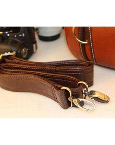 Classic DSLR Leather Shoulder Bag with Detatchable Strap - Brown
