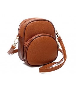 Classy PU Leather Shoulder Bag with Adjustable Strap - Brown