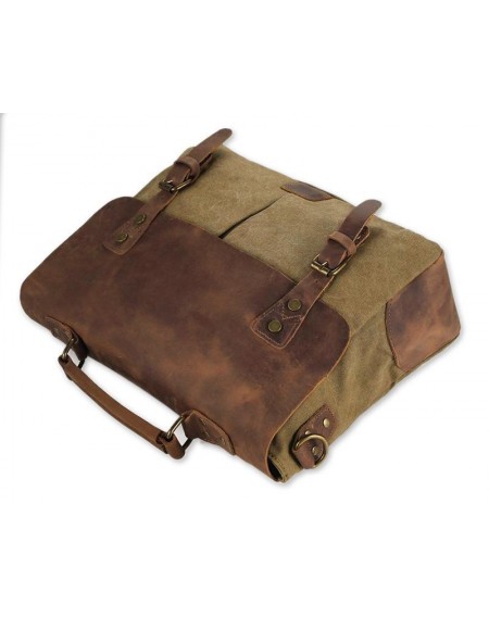 Vintage Canvas Satchel Messenger Bag for Men - Khaki
