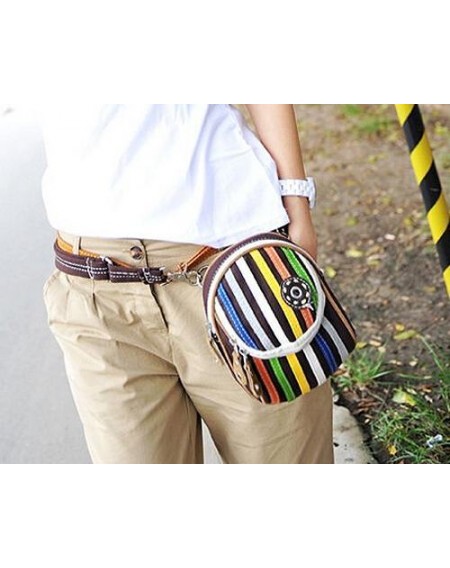 Youthful Canvas Stripes Shoulder Bag - Black