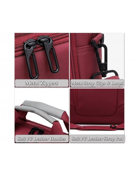 15.6&quot; Nylon Shoulder Bag with Detachable Shoulder Strap - Red