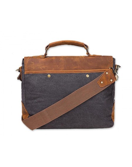Vintage Canvas Satchel Messenger Bag for Men - Dark Gray